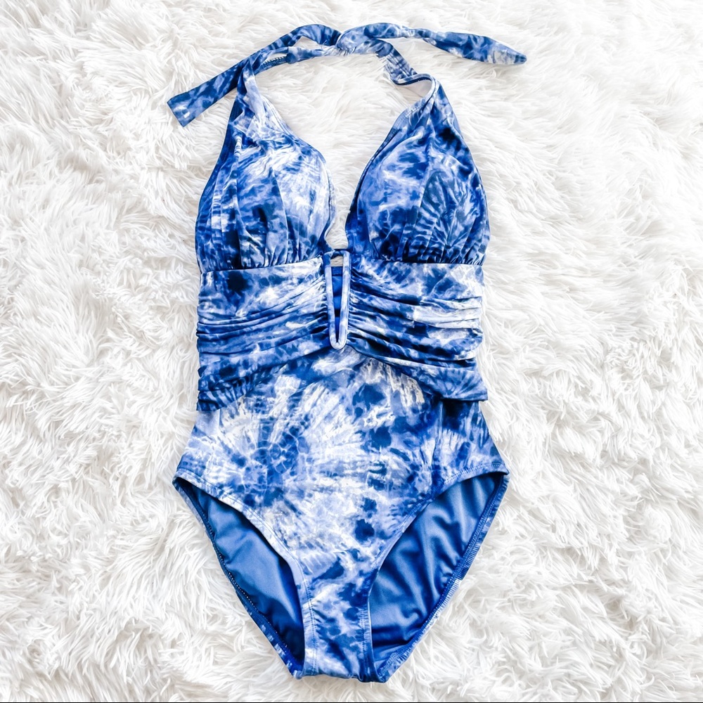 BLEU | ROD BEATTIE • Blue & White Tie Dye One Piece Swimsuit • Size 4